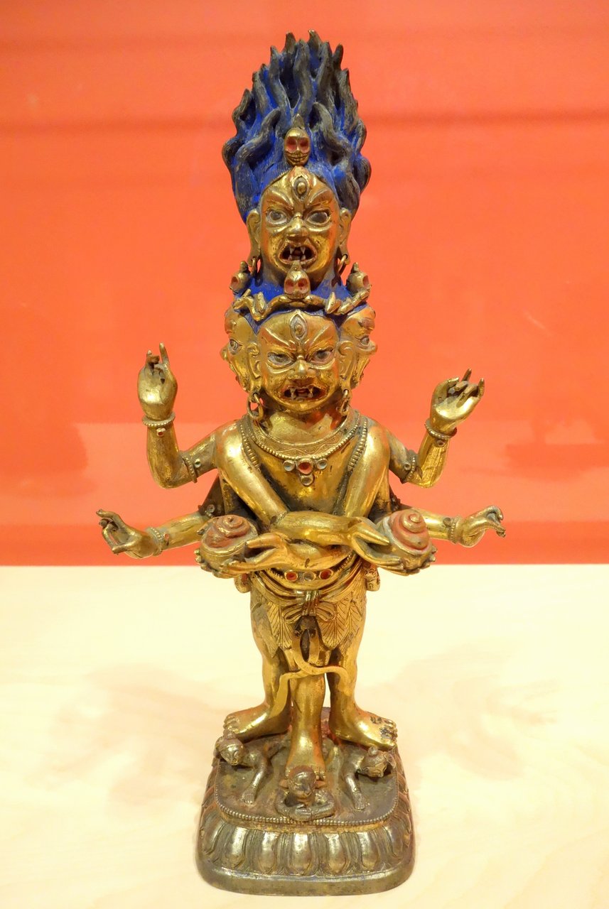 Tibeto-Chinese gilt-bronze Dharmapala figure, circa 1800, Berkeley Art Museum and Pacific Film Archive