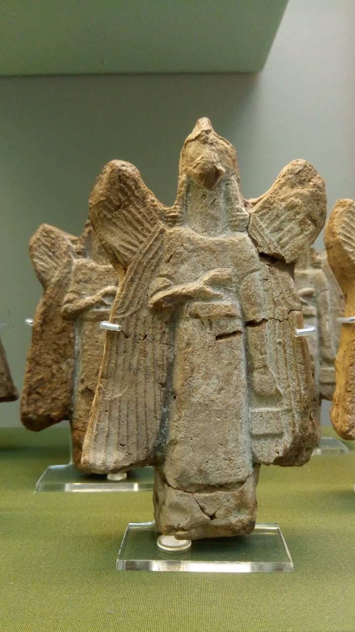 Baked-clay figurines of bird-headed apkallu sages, Neo-Assyrian period, British Museum