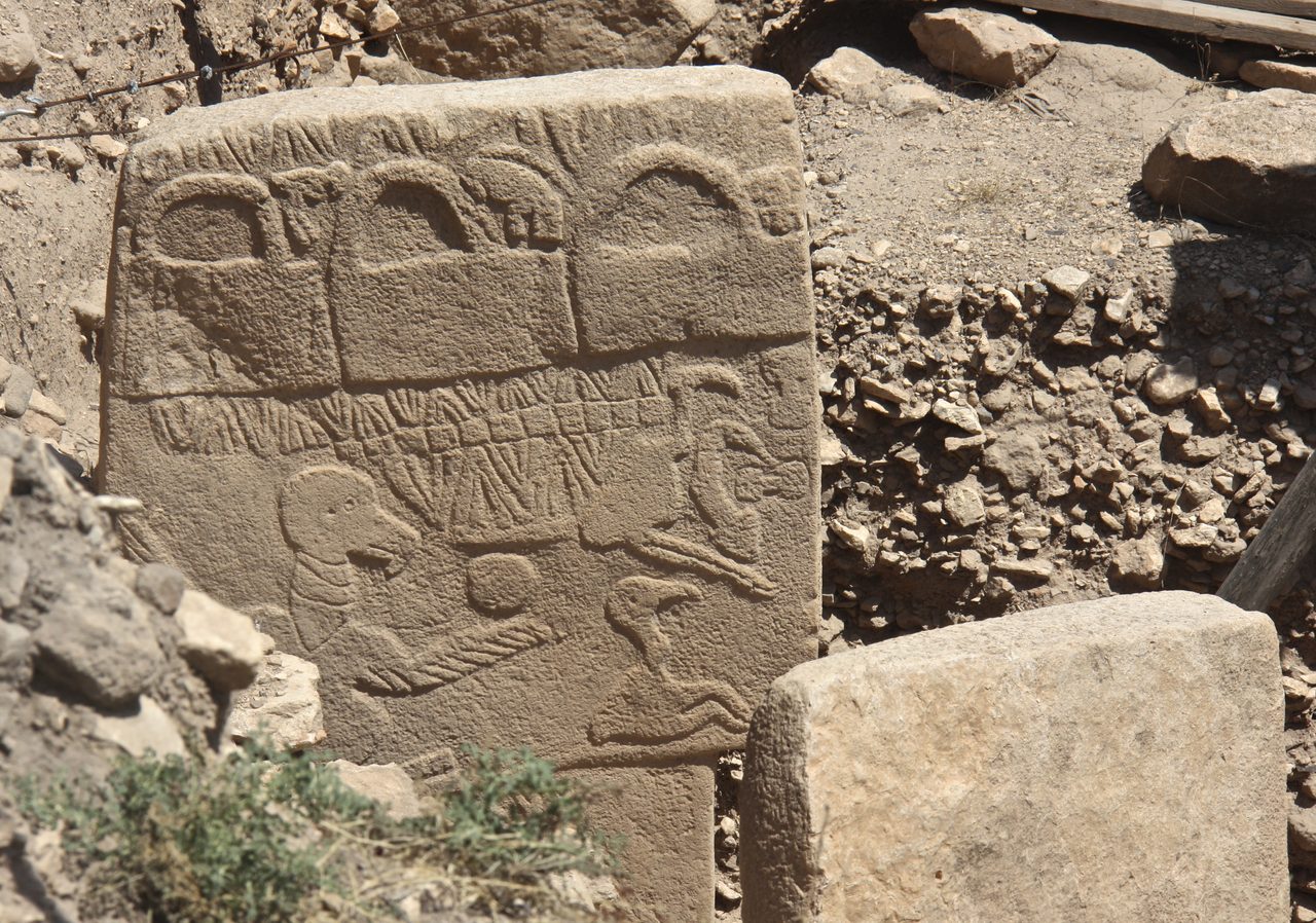 Pillar 43, the Vulture Stone, at Gobekli Tepe in Sanliurfa, southeastern Turkey