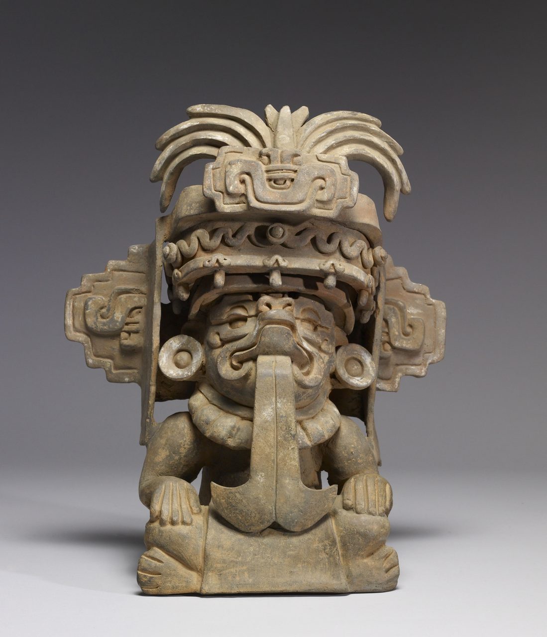 Zapotec ceramic effigy urn of Cocijo, the rain and lightning deity, Walters Art Museum