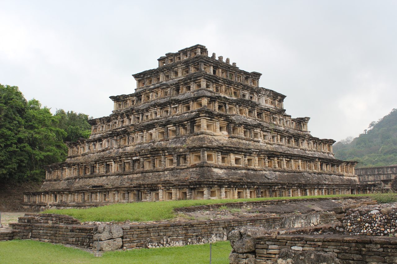 The Pyramid of the Niches at El Tajin, Veracruz, with its rows of recessed niches