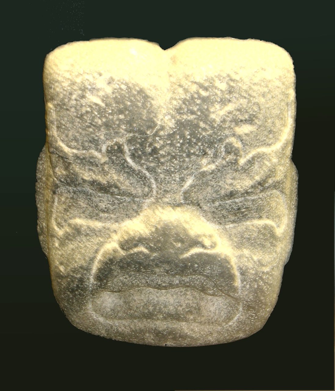 Olmec were-jaguar stone carving combining human and jaguar features, American Museum of Natural History