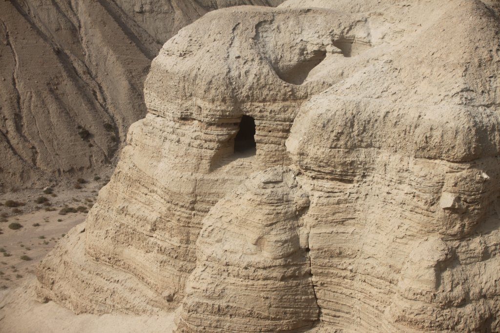 A Qumran cave above the Dead Sea, where the Dead Sea Scrolls were found