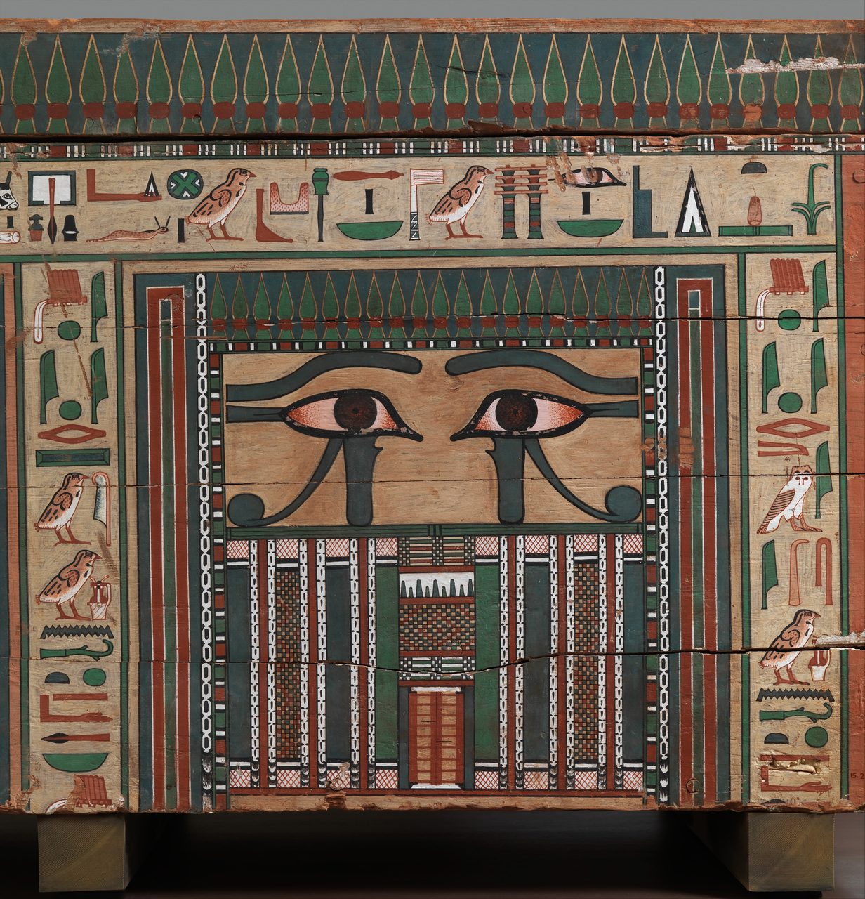 Painted eye panel and false door on the coffin of Nakhtkhnum, Dynasty 13