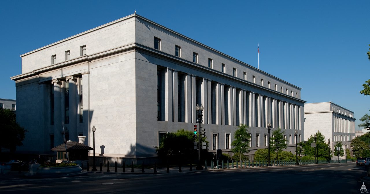 Exterior photograph of the Rayburn House Office Building on the Capitol campus