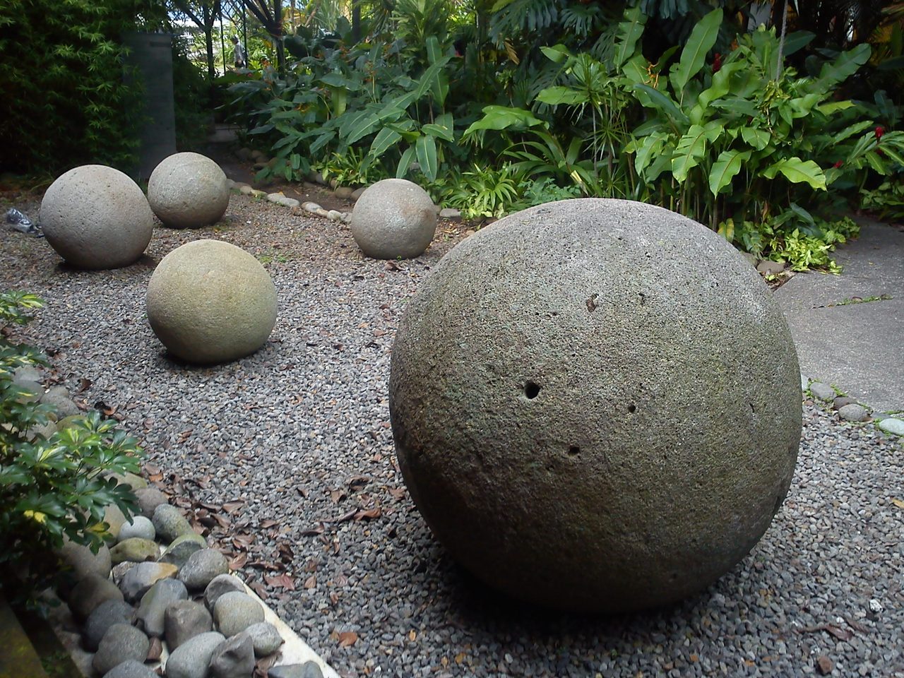 An alignment of Diquis stone spheres on permanent display at the National Museum of Costa Rica in San Jose