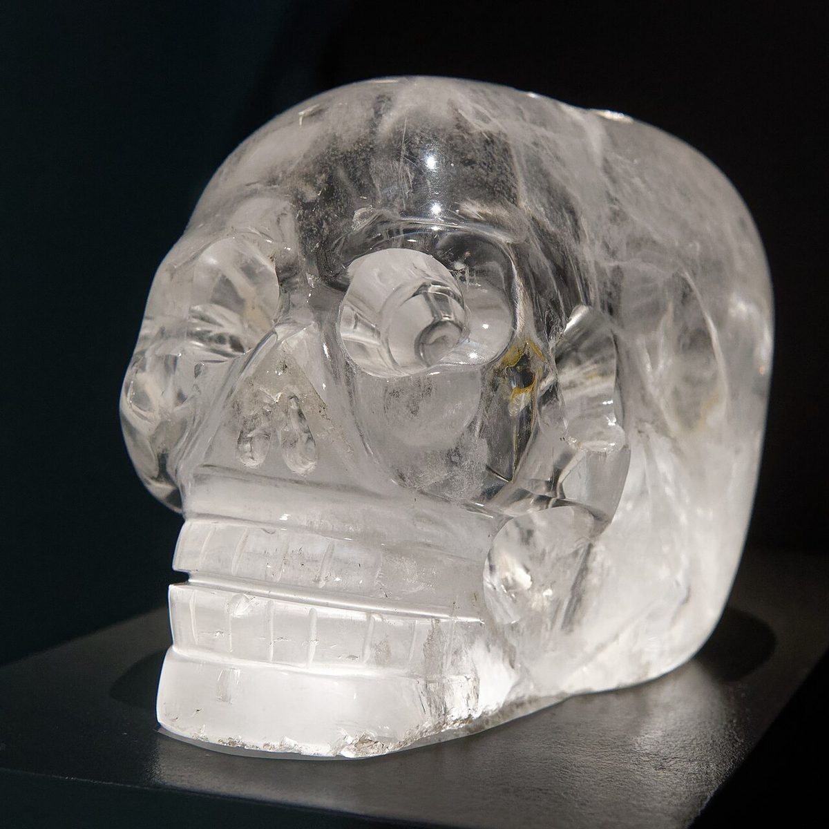 A rock crystal skull from the collection of the Musee du quai Branly, Paris