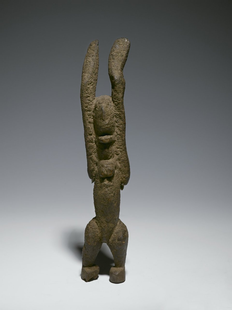 Nommo Figure with Raised Arms, wood carving, Dogon people, 11th to 15th century, Brooklyn Museum