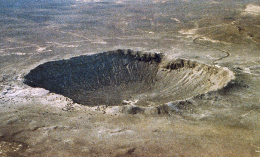 Aerial photograph of Barringer Meteor Crater, Arizona