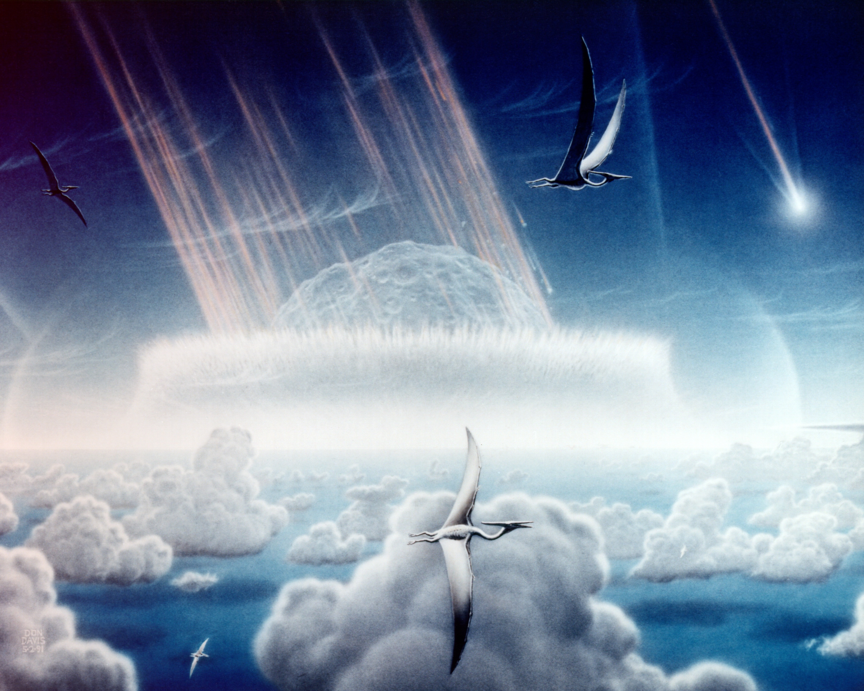Artist's impression of the Chicxulub asteroid striking the Yucatan Peninsula