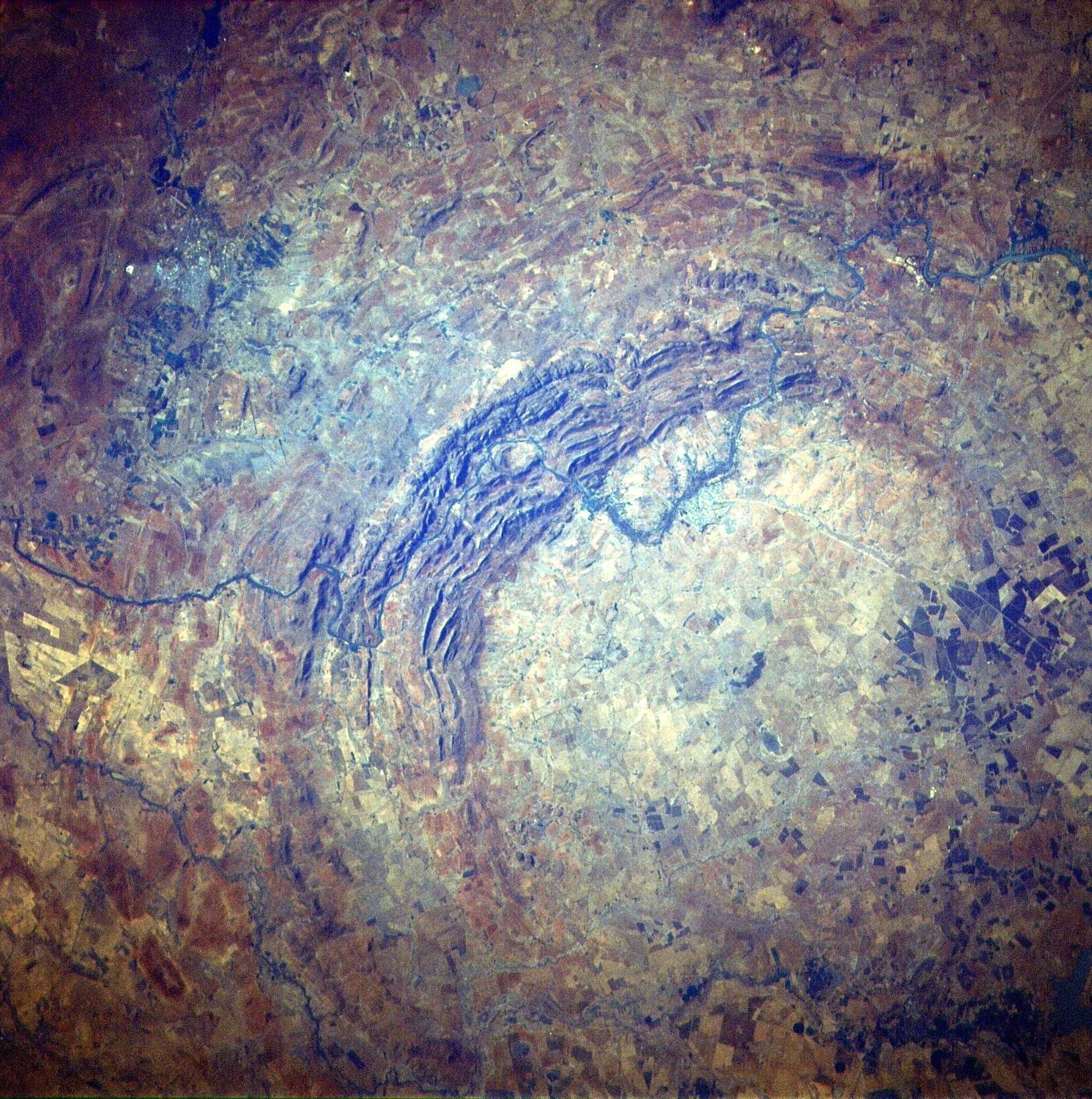 Space Shuttle photograph of the Vredefort Dome impact structure, South Africa