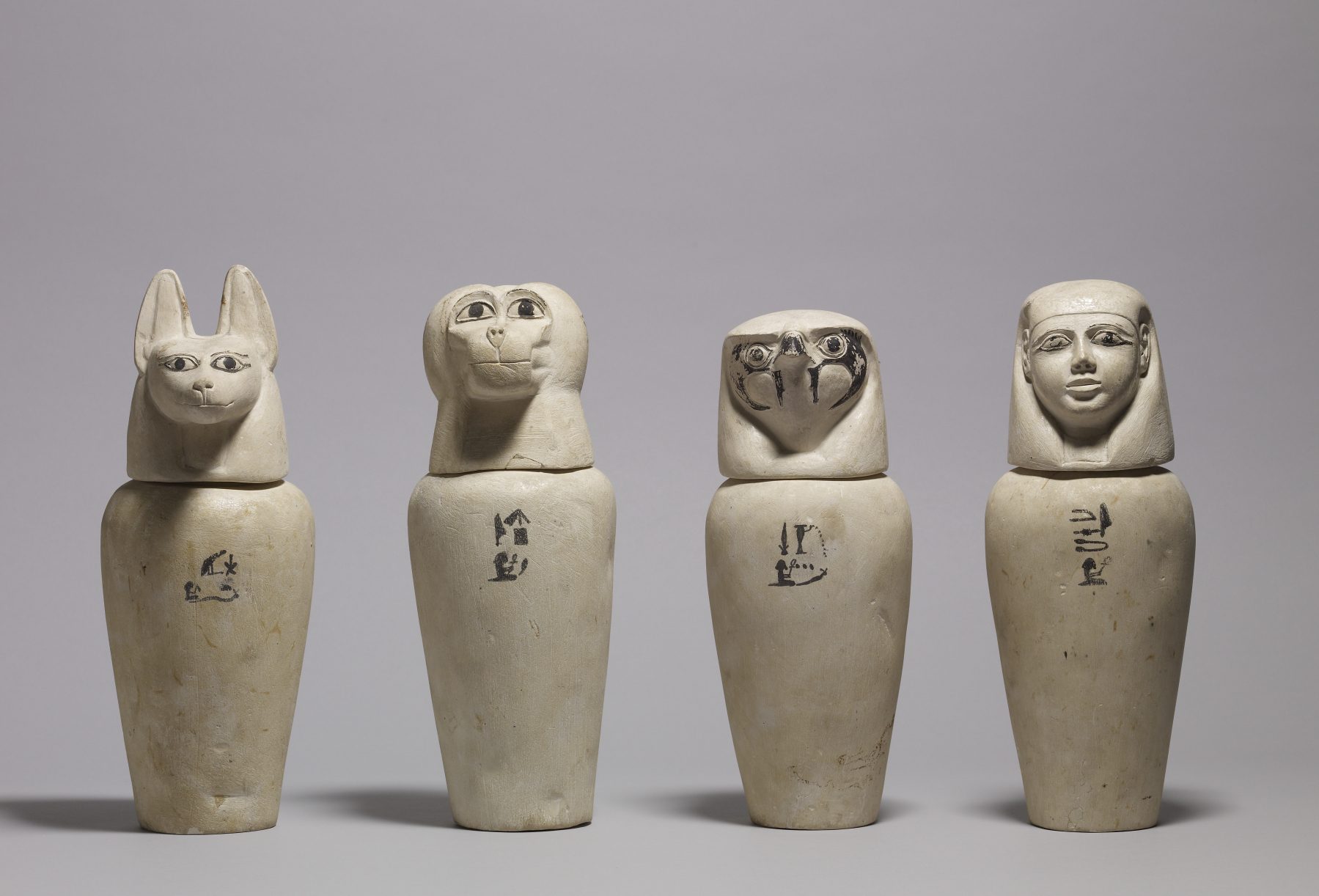 A complete set of four ancient Egyptian canopic jars