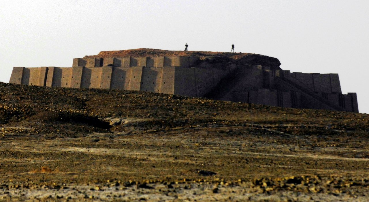 The Great Ziggurat of Ur, Iraq, built by Ur-Nammu and completed by his son Shulgi