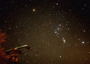 The constellation Orion, the region of sky where Bashar's channeled material places the planet Essassani, roughly 500 light-years away.