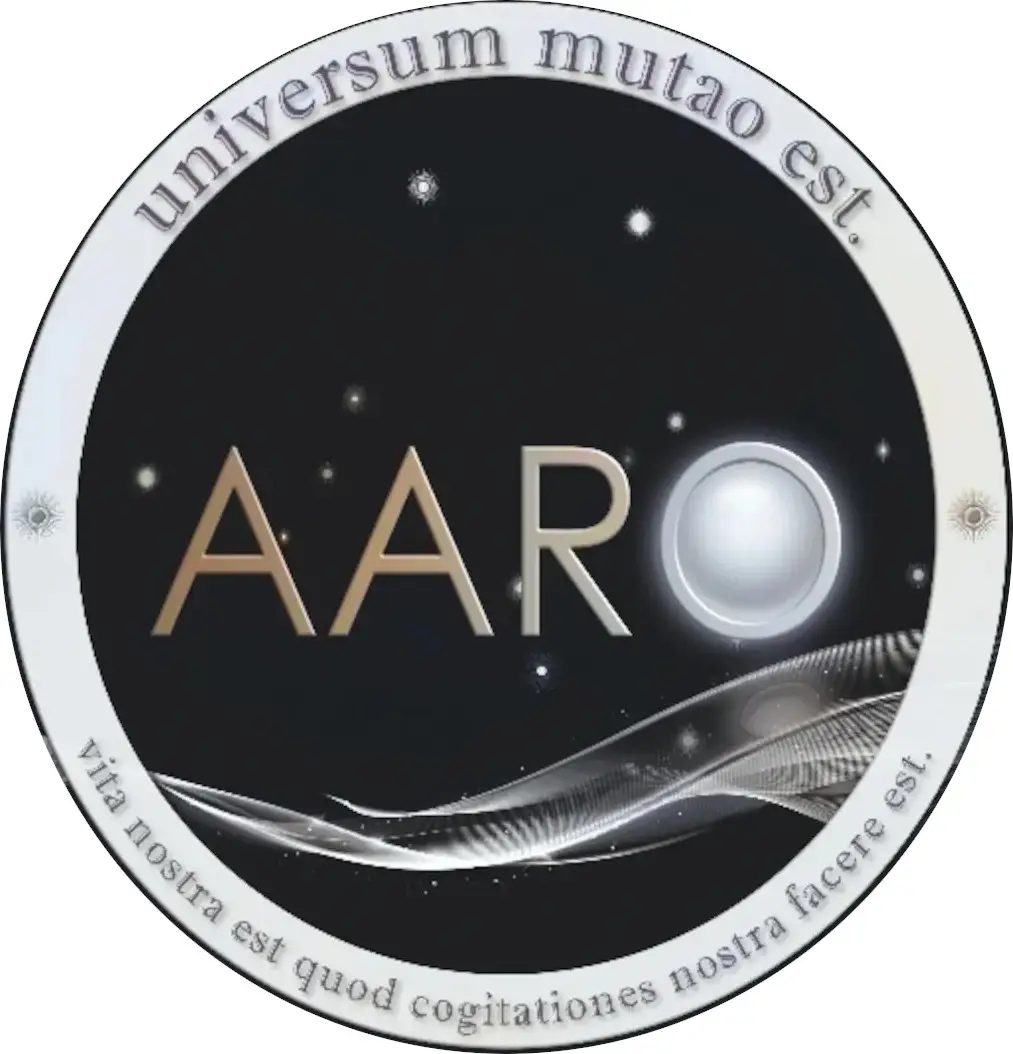 The official circular seal of the All-domain Anomaly Resolution Office, showing a glowing orb over a starfield with Latin mottos around the rim