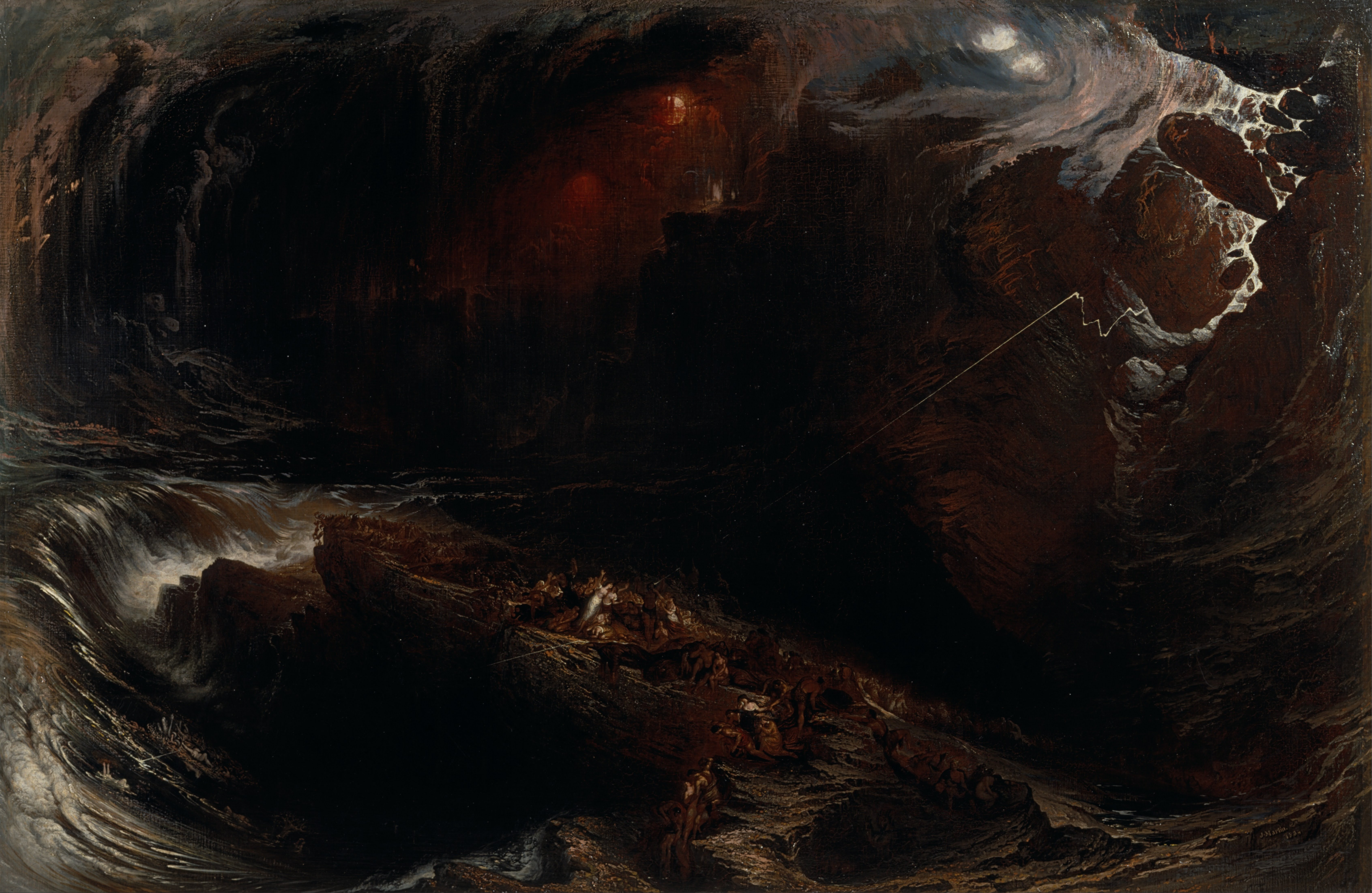 The Deluge, an 1834 oil painting by John Martin depicting a dramatic biblical flood scene