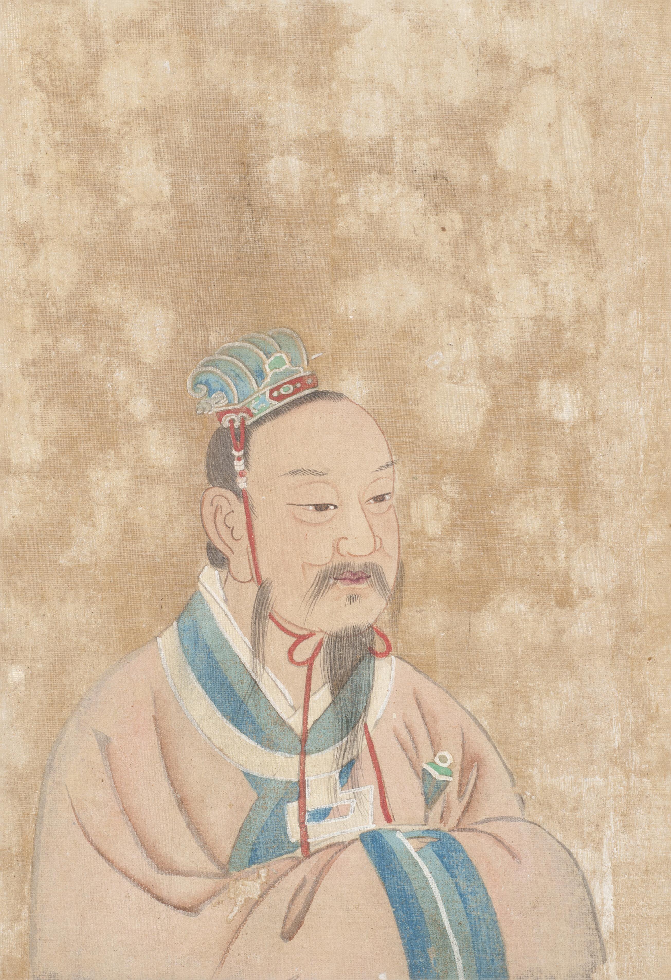 A traditional Chinese portrait of Yu the Great, the legendary flood-controlling king