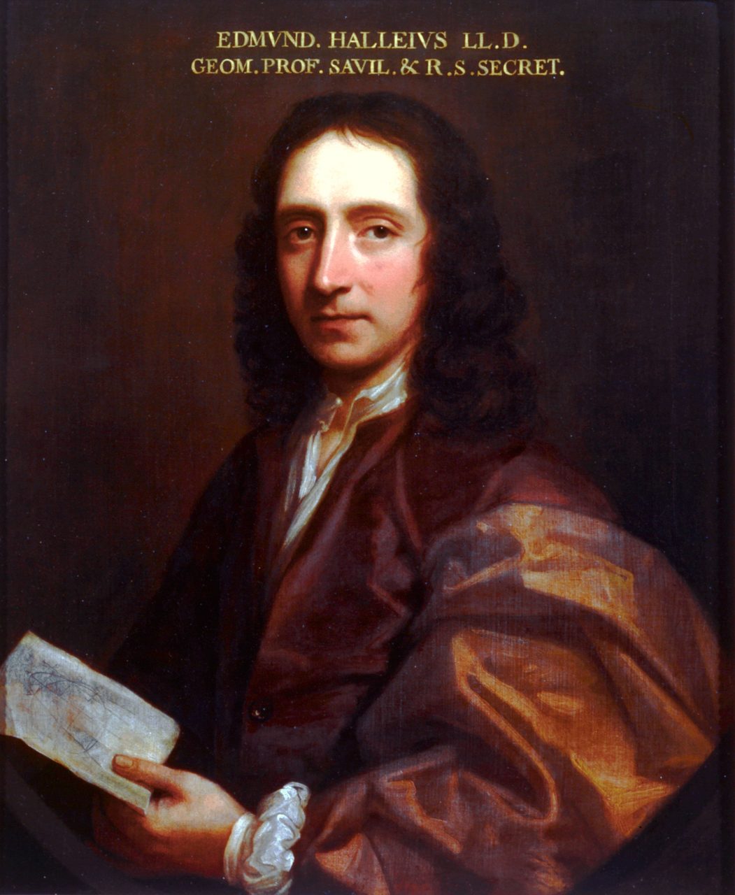 An oil portrait of the astronomer Edmond Halley
