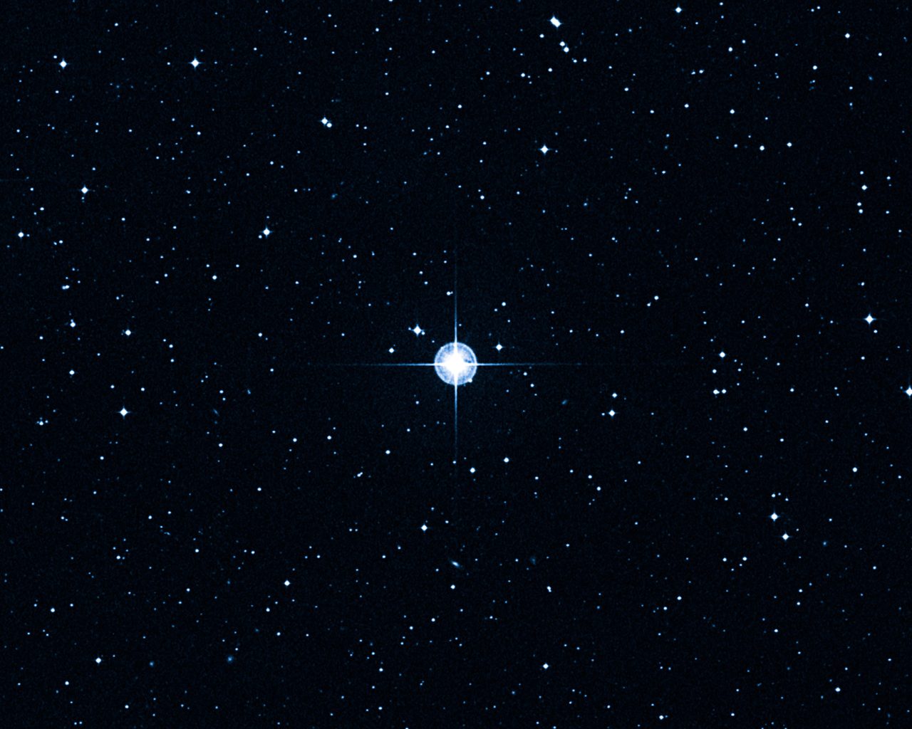 A Hubble Space Telescope and Digitized Sky Survey image of HD 140283, a star in the Sun's stellar neighborhood, shown for real astronomical scale