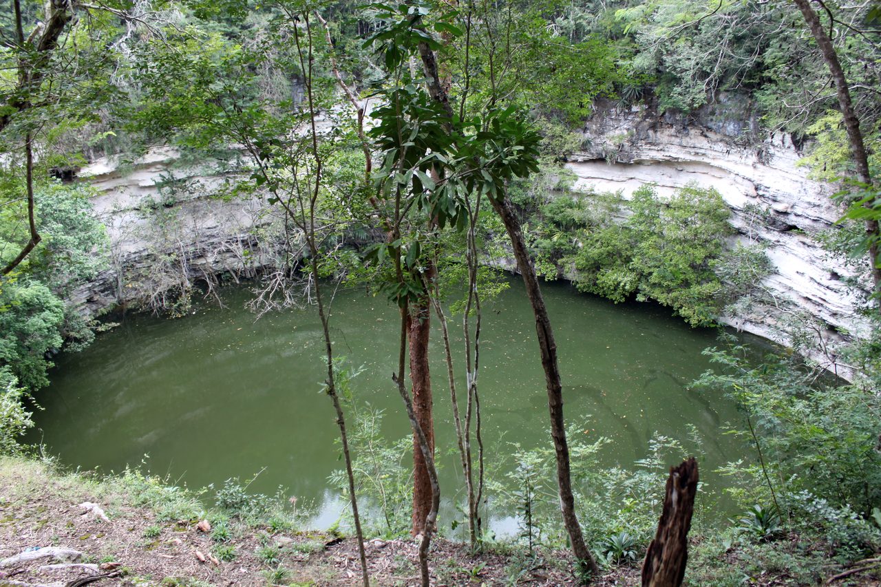The Sacred Cenote at Chichen Itza, a natural limestone sinkhole