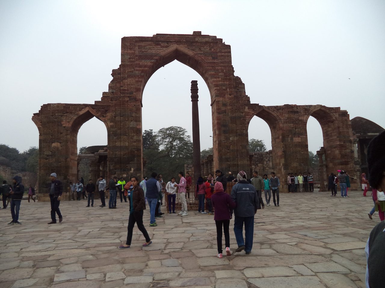 The Iron Pillar of Delhi standing in the Qutub complex at Mehrauli