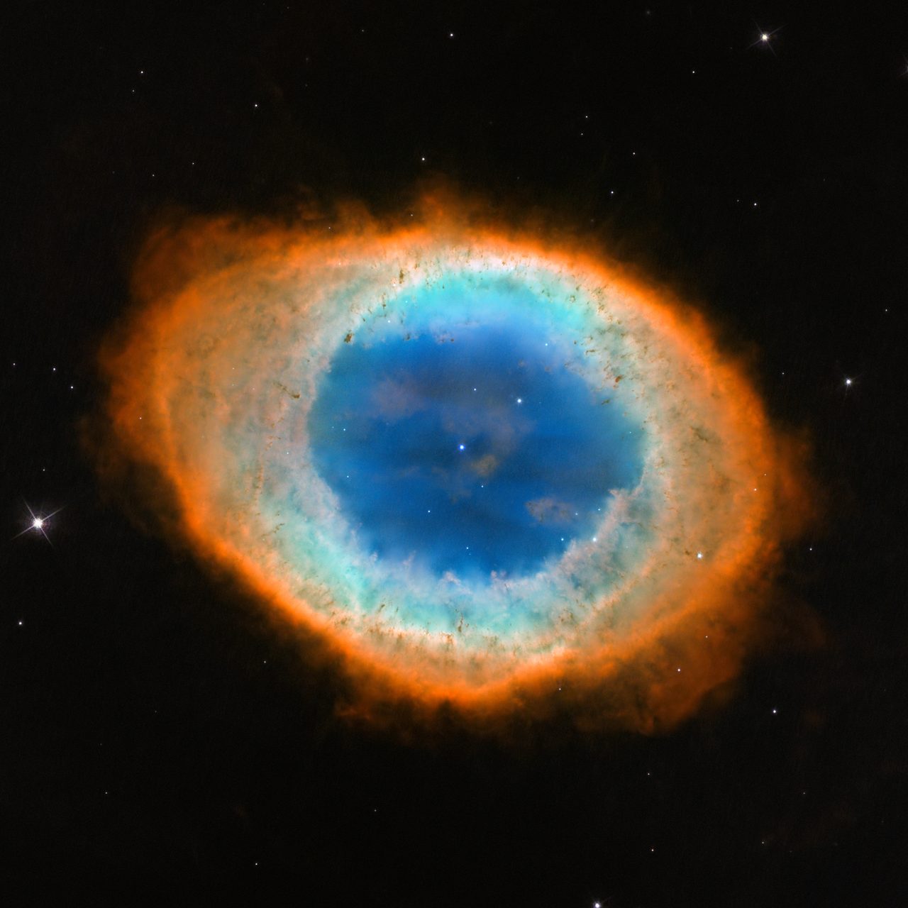 The Ring Nebula (Messier 57) in the constellation Lyra, imaged by the Hubble Space Telescope