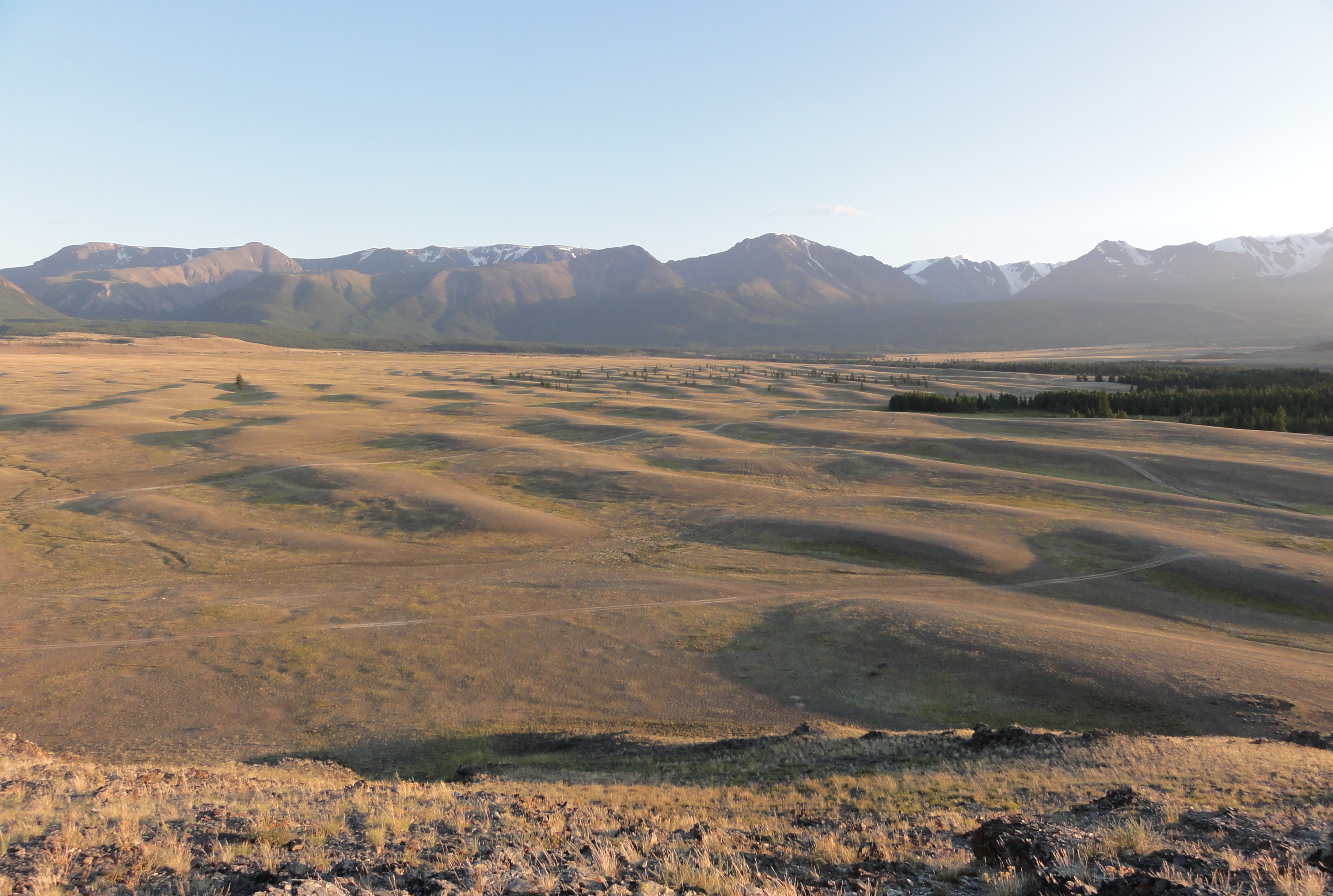 Giant current ripples in the Chuya Basin, Altai Republic, Russia