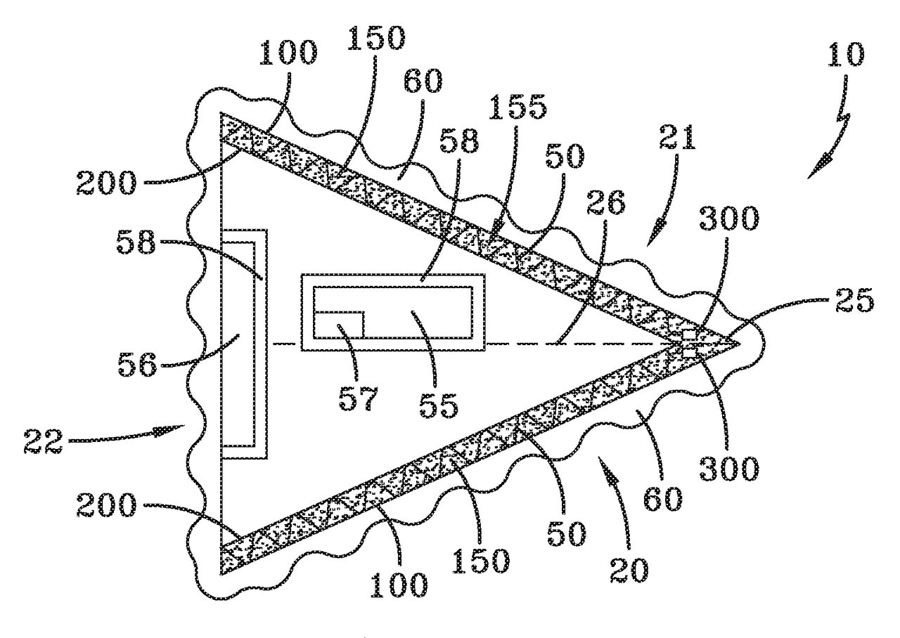 A technical patent diagram from US Patent 10,144,532, showing a craft fitted with the described inertial mass reduction device.