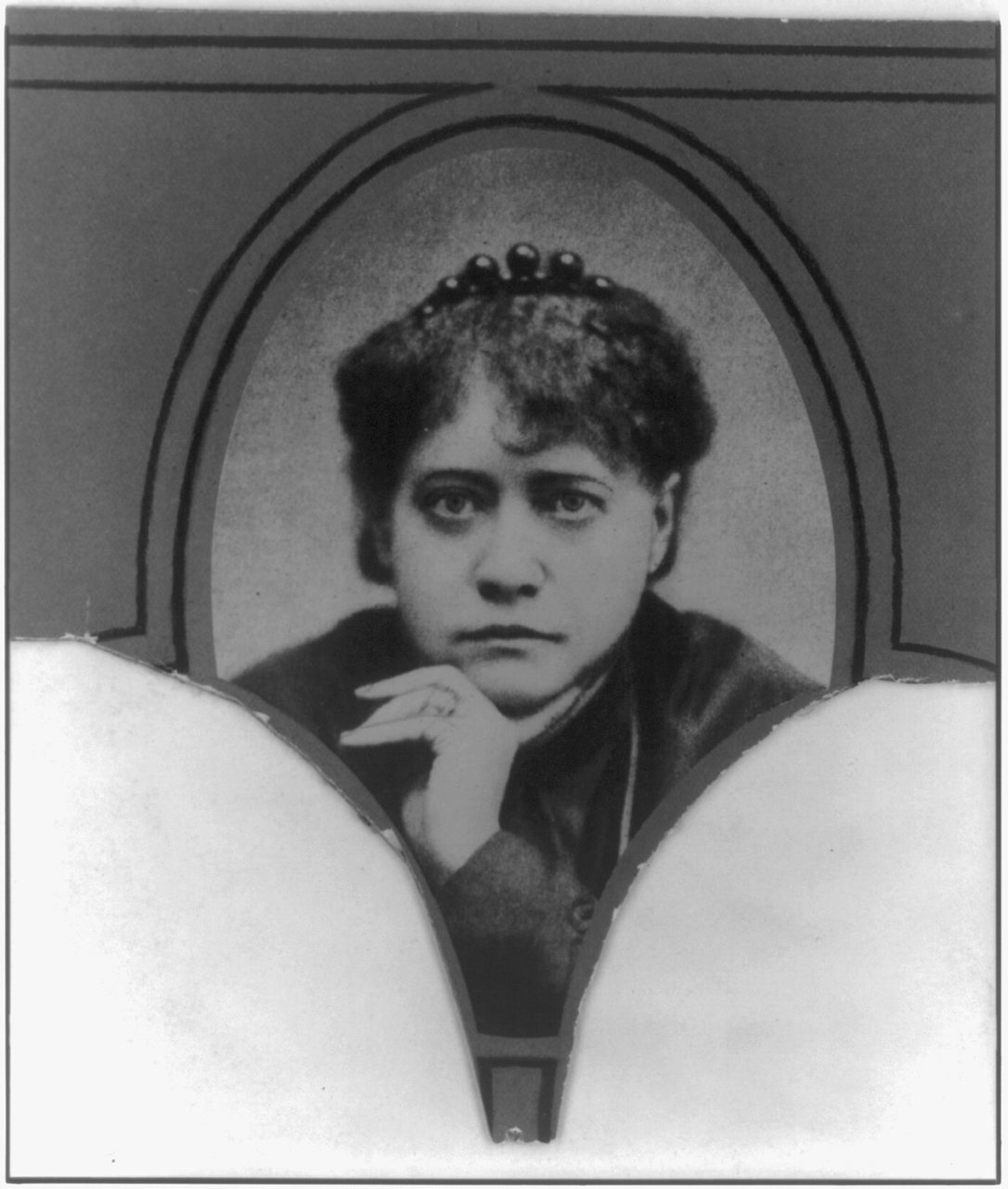 Head-and-shoulders portrait photograph of Helena Petrovna Blavatsky