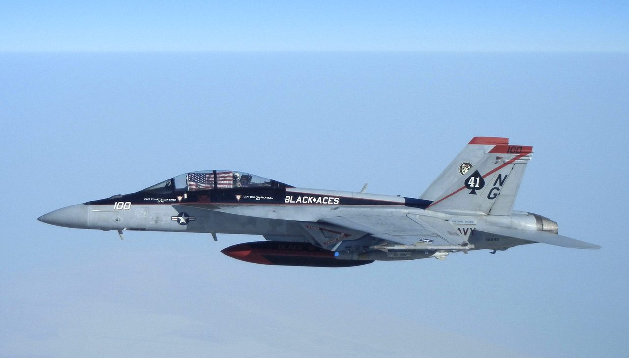 F/A-18F Super Hornet of VFA-41, the Black Aces, in flight