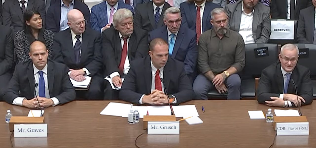 David Fravor testifying at the July 26, 2023 US House hearing on unidentified anomalous phenomena