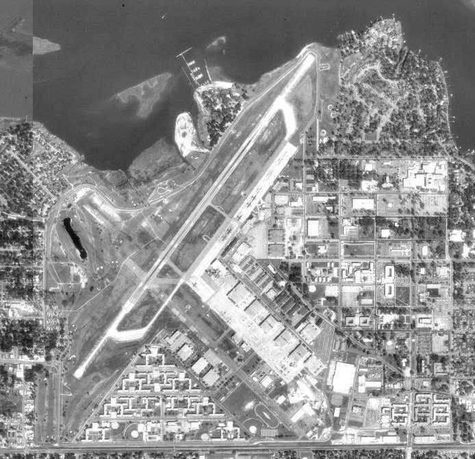Aerial view of Keesler Air Force Base in Biloxi, Mississippi, where Charles Hickson and Calvin Parker were examined the night of their report and no radiation exposure was found