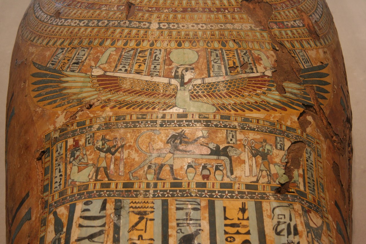 The sky goddess Nut with outstretched wings, mummy coffin of Pedusiri, Milwaukee Art Museum