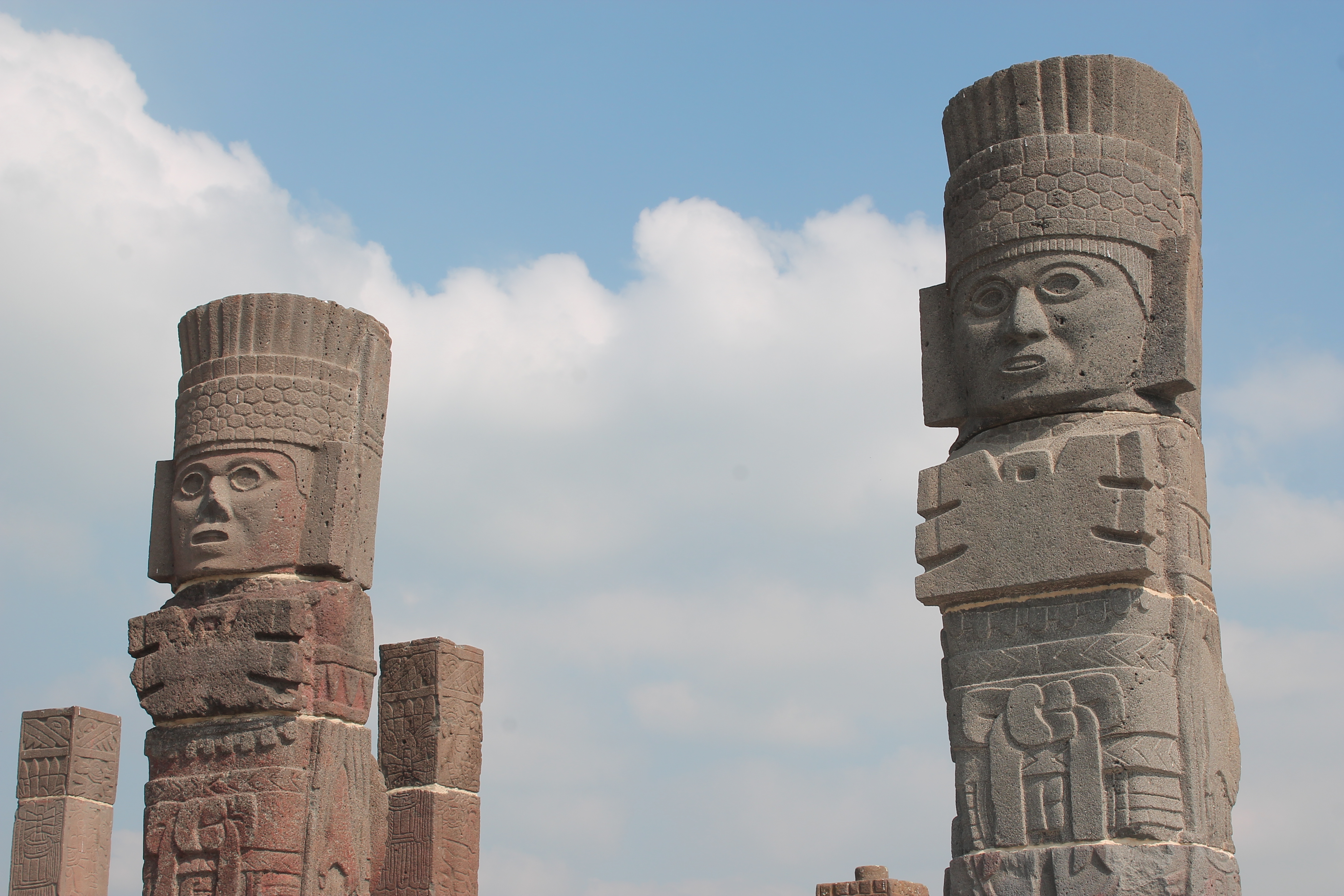 The Atlantean columns at the Tula archaeological site, Hidalgo, Mexico
