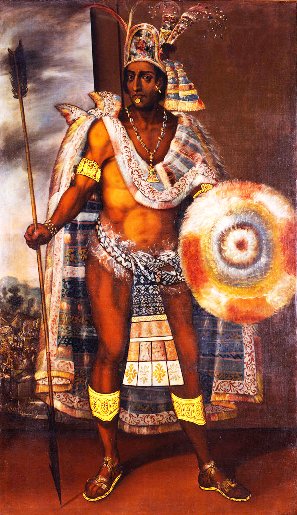 A European-style oil portrait of Moctezuma II, painted roughly 160 years after his death