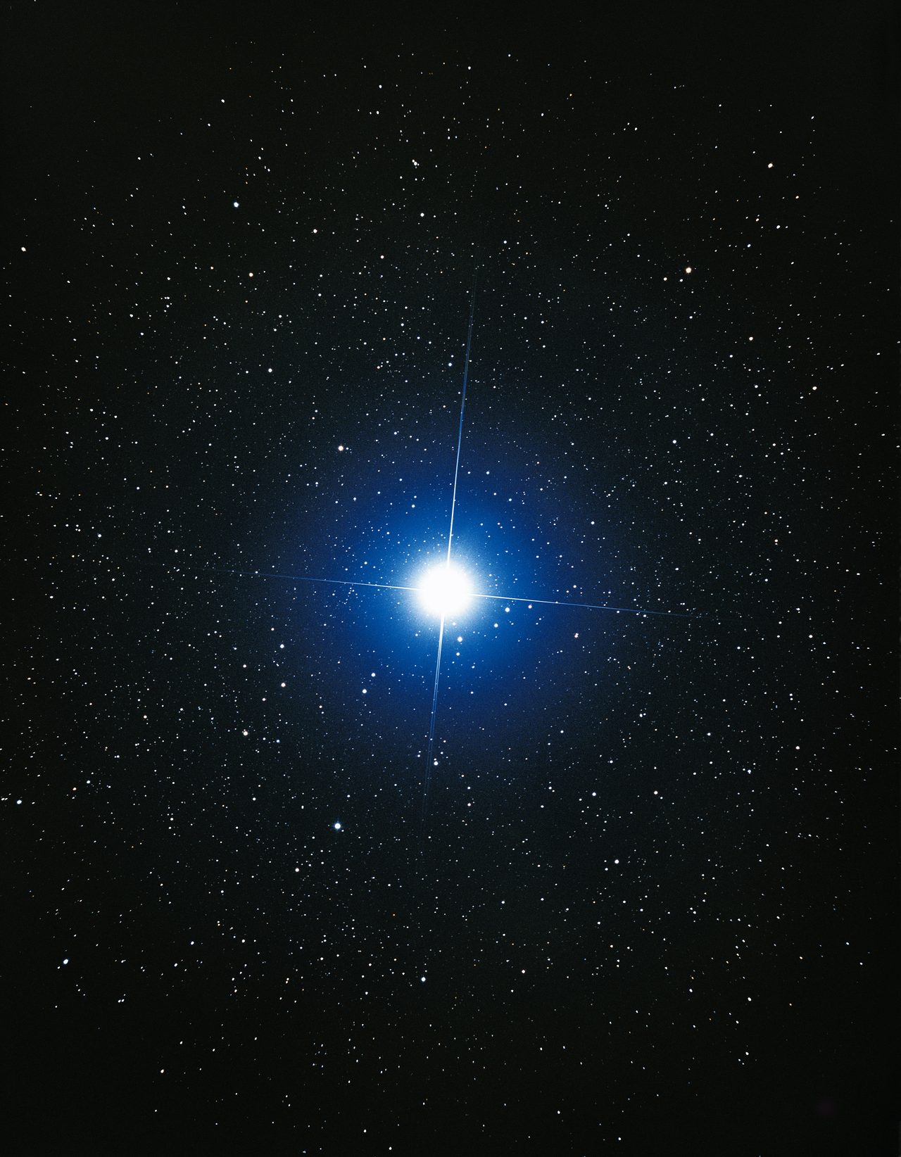 Sirius, the brightest star in Earth's night sky, photographed against a dark field of stars