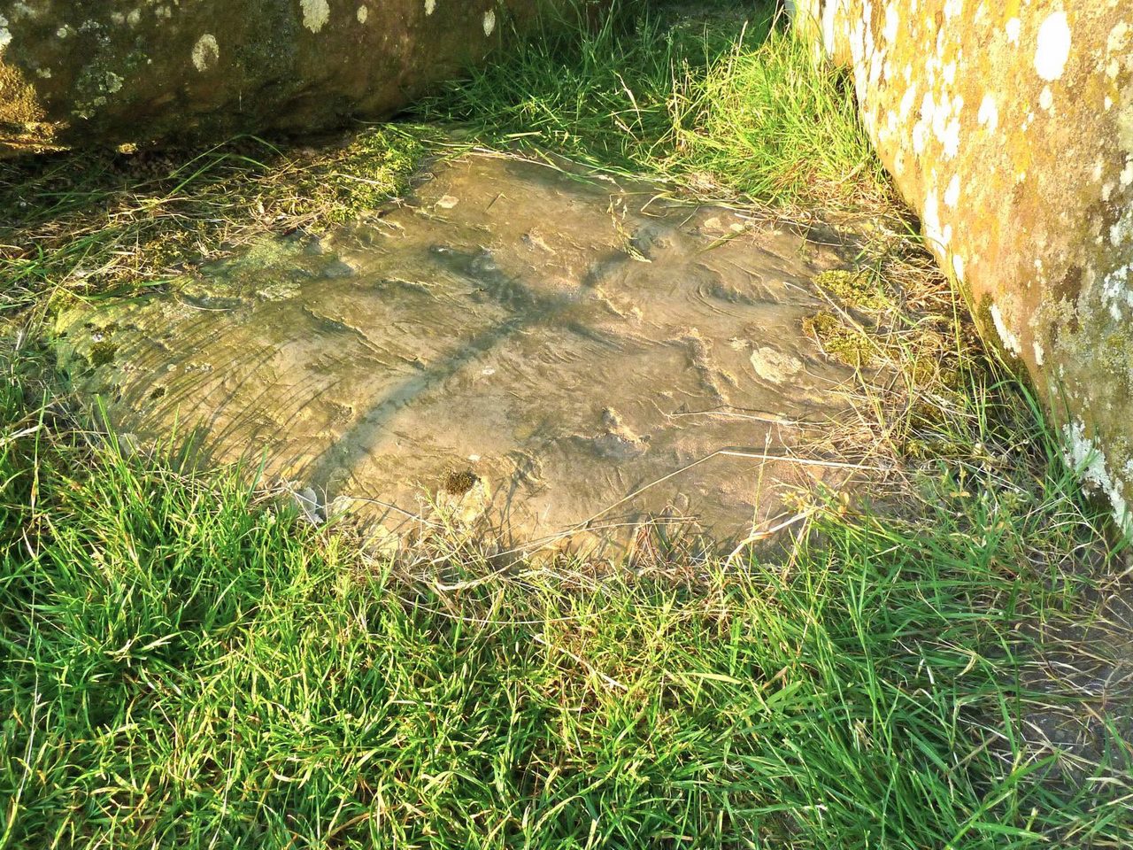 The Altar Stone at Stonehenge, a recumbent sandstone slab at the center of the monument