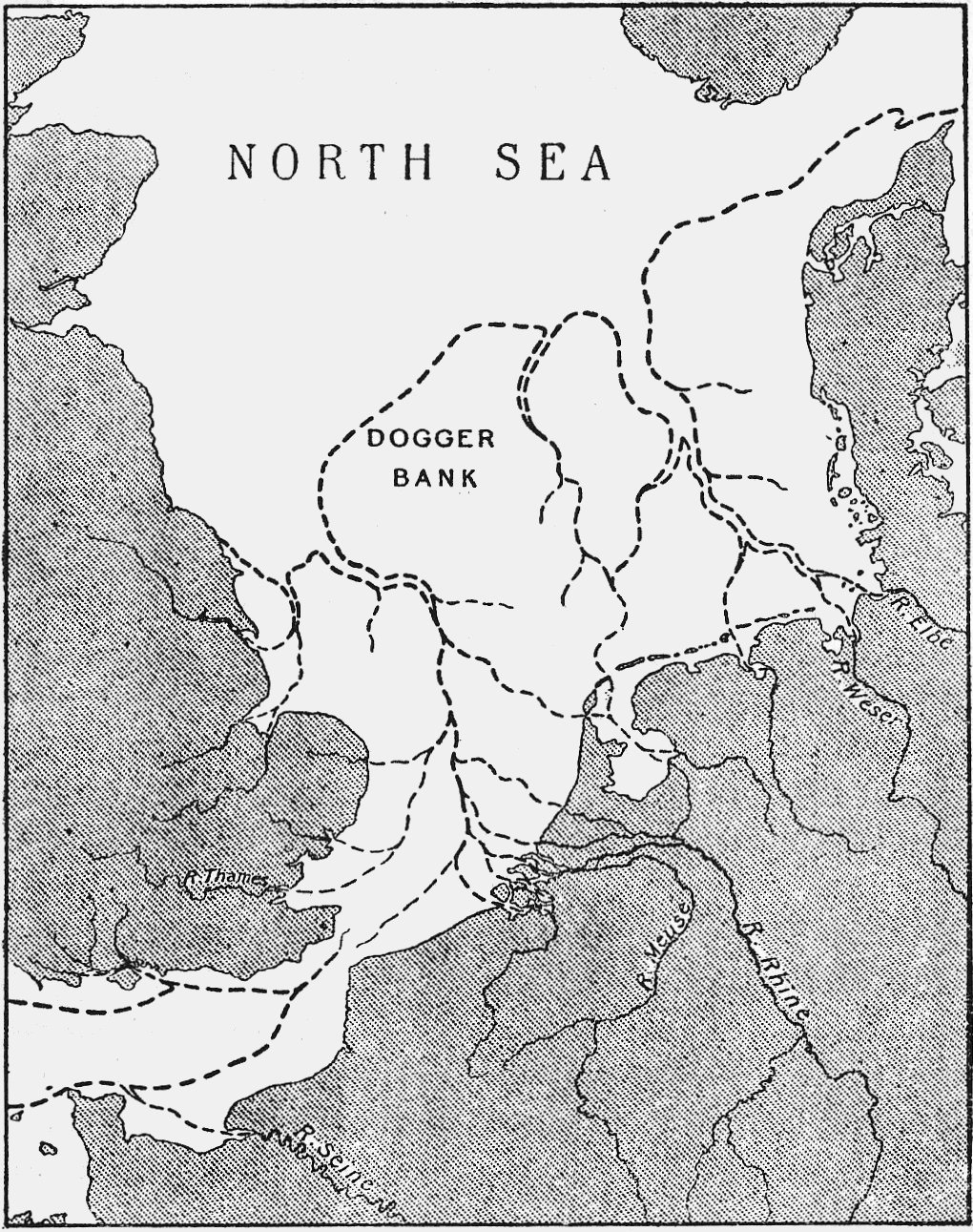 Clement Reid's 1913 historical map of the Dogger Bank submerged forest coastline