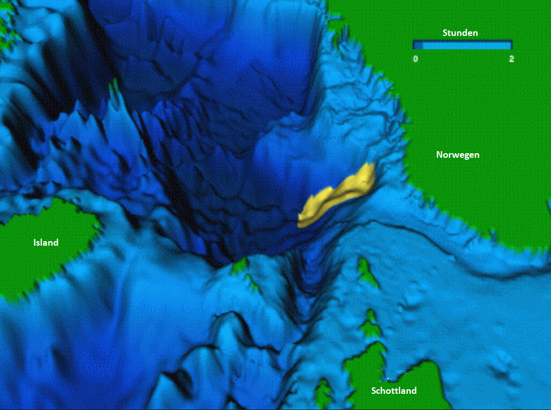 Map showing the location and extent of the Storegga Slide off Norway's continental shelf edge