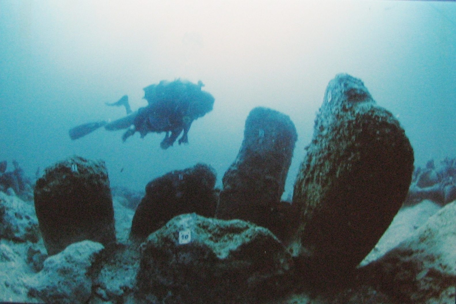 A semicircle of standing stones on the sea floor at the submerged Neolithic site of Atlit-Yam