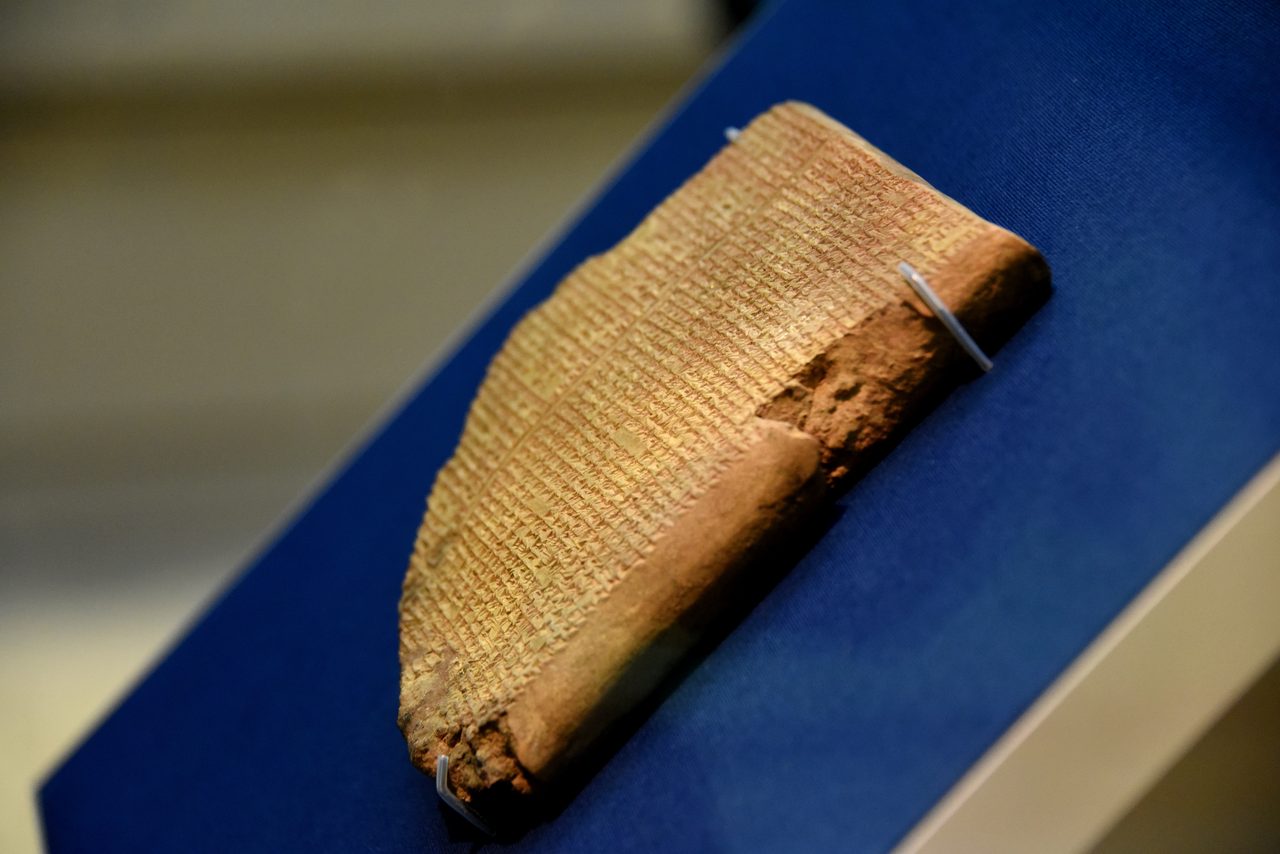 The Flood Tablet, Tablet XI of the Epic of Gilgamesh, a broken Neo-Assyrian clay cuneiform tablet from the Library of Ashurbanipal at Nineveh, held in the British Museum
