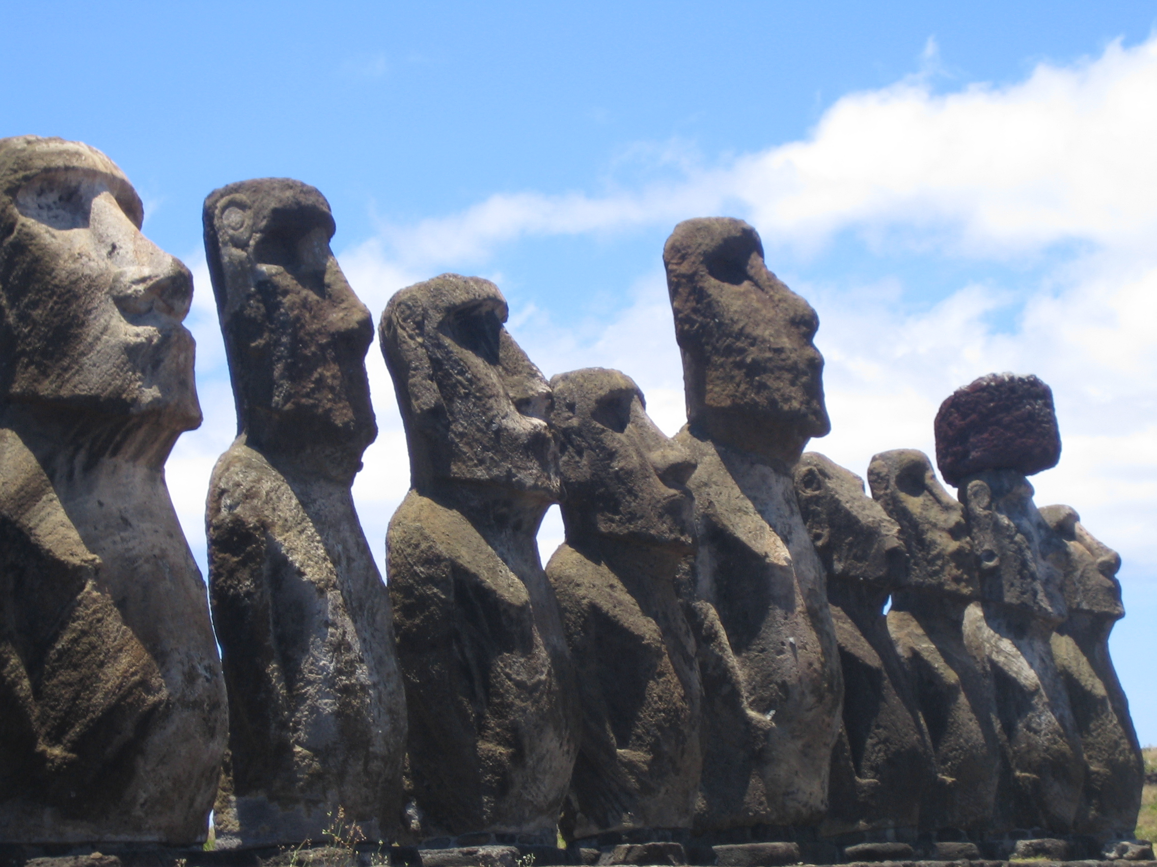 Ahu Tongariki, the largest platform and collection of moai ever erected on Rapa Nui (Easter Island)