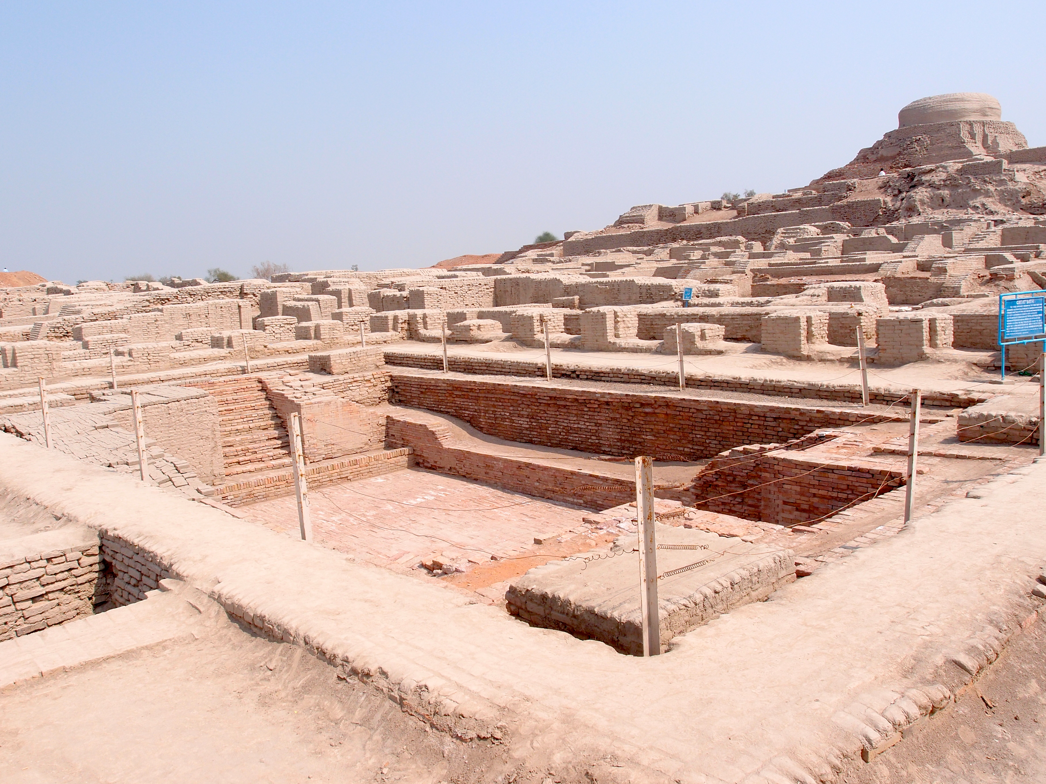 Excavated ruins of Mohenjo-daro, with the Great Bath in the foreground